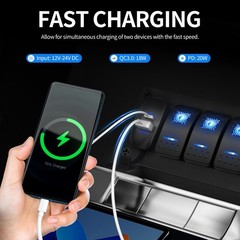 USB Rocker Switch 12V Waterproof USB C & QC 3.0 Dual Ports Outlet PD Charger …