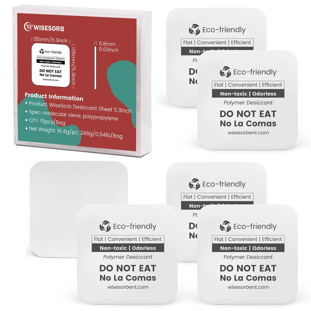 15 Pack Flat Dessicant, Desiccant Packs 5.3×5.3 Inch of Each Piece Dehumidifier