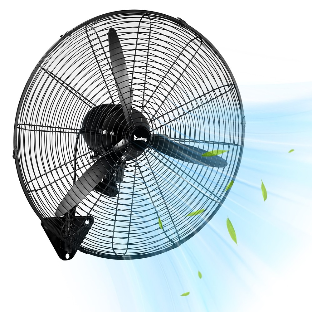 26” Industrial Wall Mount Fan Oscillating, 4-Speed High Velocity Max. 9299 CFM