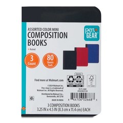 (4 pack) Ruled Mini Composition Books, 3.25 in x 4.5 in, Assorted Colors, 80