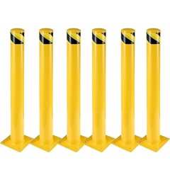 6 Packs in Height Bollard Post, 4.5 in Diameter, Yellow Safety Steel Bollard 42