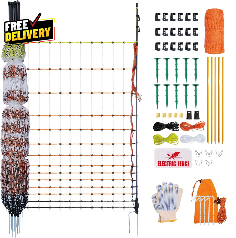 Poultry Electric Netting Fence -47.3′ H (Can Be Manually Raised to 59.1”H) X…