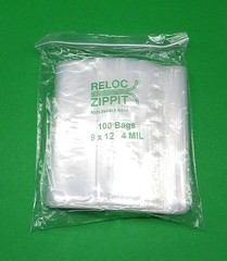 100 Reloc Zippit Bags 9×12 Clear 4mil Thick Reclosable 9″x 12″ Poly Top Lock Bag