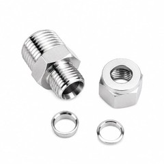 Pysrych 304 Stainless Steel Compression Fitting 1/4″ OD x 1/8″ NPT, Copper