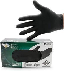 S&G Heavy Duty Black Nitrile Disposable Gloves Powder Latex Free 6 Mil M L XL
