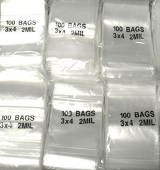 1000 3×4 Clear 2mil Bags Reclosable 3×4″ Squeeze Slide Single Track Locking Bags