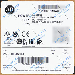 New Allen-Bradley 25B-D1P4N104 PowerFlex 525 0.4kW (0.5Hp) AC Drive