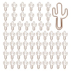 60Pcs Paper Clip, Cactus Shape Paper Clip Small Cute Bookmarks, Rose Gold