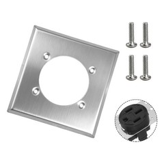 2 Gang Single Hole Outlet Cover Wall Plate & 4Screws for 14-50R Hubbell HBL9450A