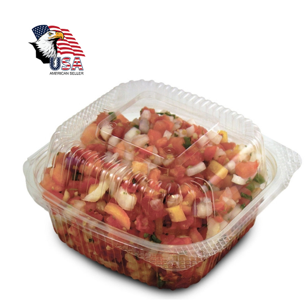 250 Pack-C57PST1 Clear 6″ Seal Hinged-Lid Plastic Containers For Food