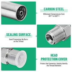 12x 3/8″ NPTF Male x 1/4″ ID Hose End Crimp Fitting with Protection Cover