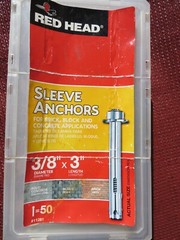 Red Head 11281 Sleeve Anchor 3/8″ Diameter x 3″ Length Hex Head 25 pack