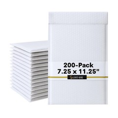 200-Pack 7.25×11.25″ White Poly Bubble Mailers, Padded 7.25×11.25″,