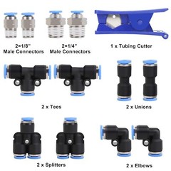14 PCS Air Line Tubing Kit 5/32 Inch OD x 32.8 Feet Push To Connect Fittings