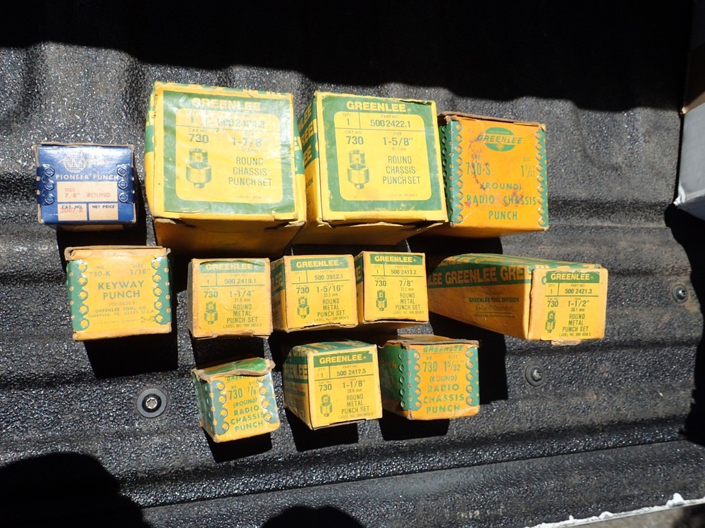 Vintage Greenlee Radio Chassis Punch Lot 12 Pc No 730 Punches Electrician Tools