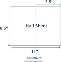 100 Sheets 200 Labels Half Sheet Self Adhesive Shipping Labels for Laser & Inkje
