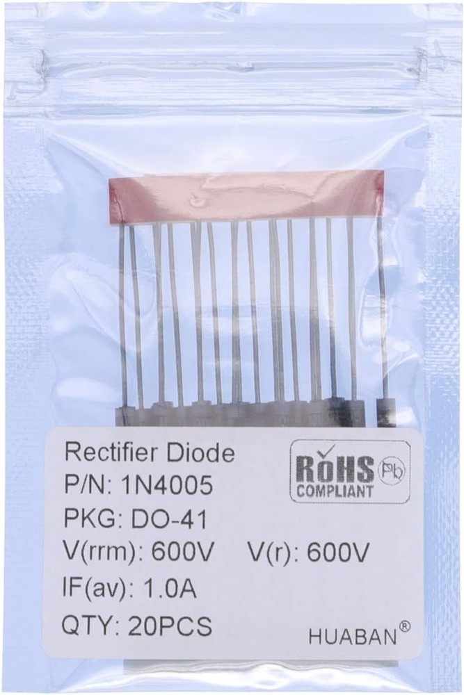 20PCS 1A 600V 1N4005 Rectifier Diode, DO-41 (DO-204AL) Axial, 1 Amp 600 Volt