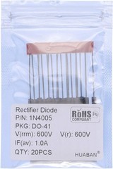 20PCS 1A 600V 1N4005 Rectifier Diode, DO-41 (DO-204AL) Axial, 1 Amp 600 Volt
