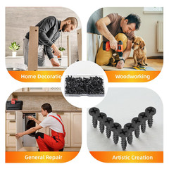 Wood Screws, 163 PCS #6 x 1/2″ Flat Head Phillips Black Wood Screws, Premium Sel