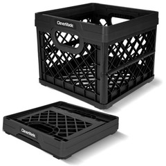 CleverMade Collapsible Milk Crate 25L (6.6 Gal), 50 lb Capacity Heavy Duty Fo…