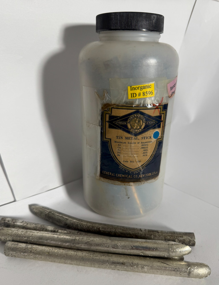 Tin Metal, High Purity, Reagent , Sticks, 5 lb. (Vintage), Baker & Adamson