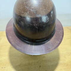 Vintage MSA Skullgard Fiberglass Full Brim Hard Hat Miner Safety Helmet Brown
