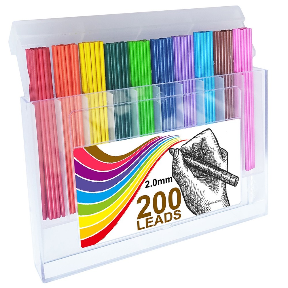 200pcs Colored Lead Pencils 2.0 mm Mechanical Pencil Lead 10 Unique color Refill