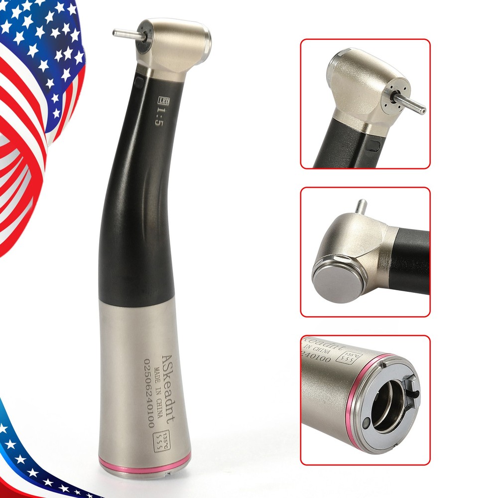 1:5 ratio Dental Fiber Optic LED Contra Angle Handpiece Inner 4 Spray /Rotor pr