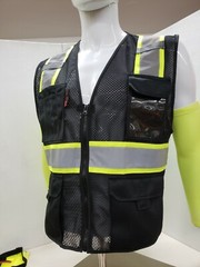 Two Tone Hi Visibility Reflective BLACK OR BLUE Safety Vest (X-Small to 2XL)