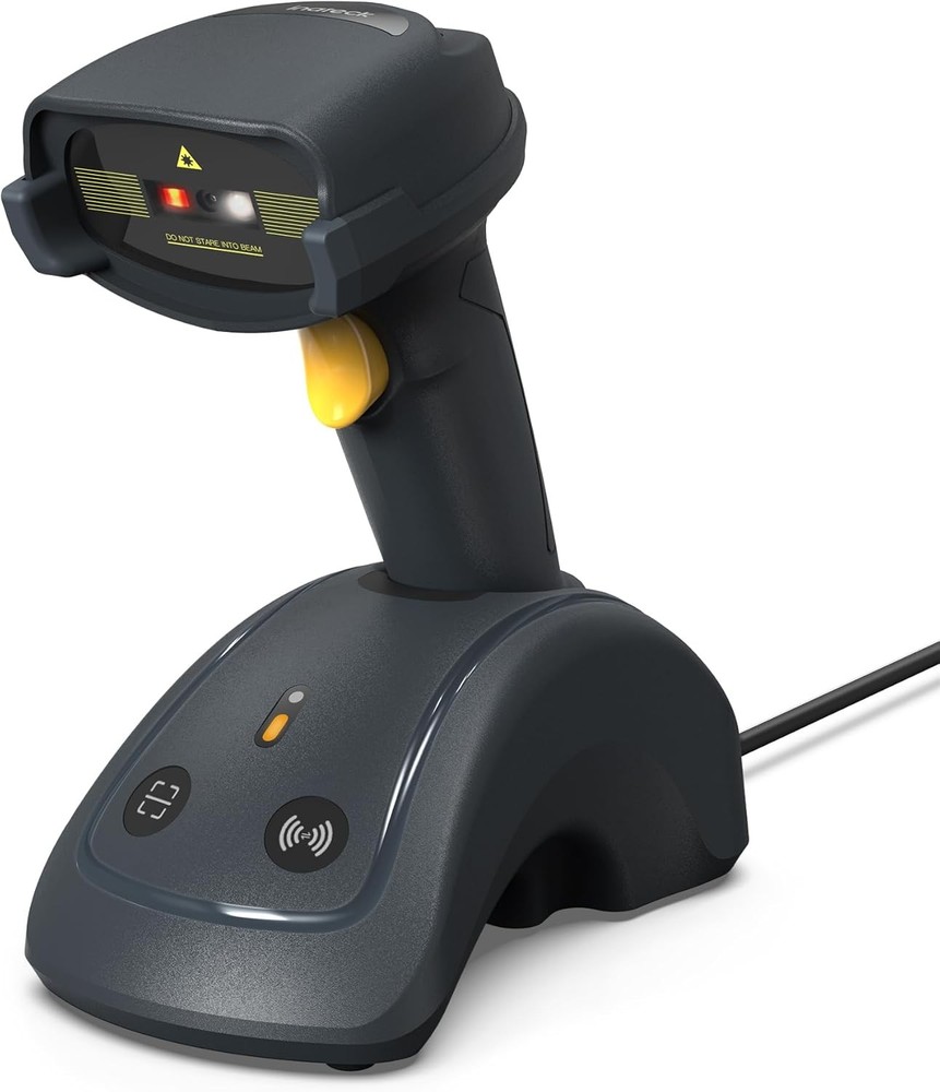 Inateck Wireless Barcode Scanner 2D, QR Code, 2600 mAh Battery, with Smart Base
