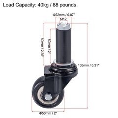 4pcs Swivel Expanding Stem Caster 2″ Diameter 88Lbs Load Capacity