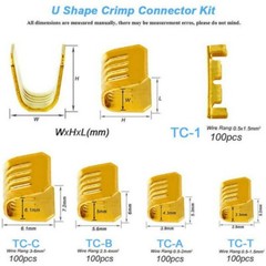 500 Pcs U Shape Copper Terminals Crimp Kit – Non-Insulated Assortment Wire Cable