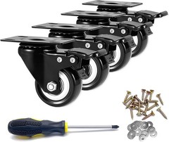 Durable 2 Inch Heavy Duty Caster Wheels – Locking and Easy to Install, Set of 4