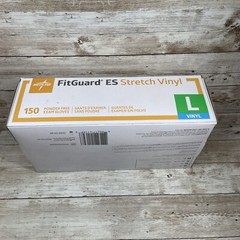 *6 BOXES* MEDLINE FITGUARD ES Stretch Vinyl Exam Gloves Size: LARGE, EXP: 03/26