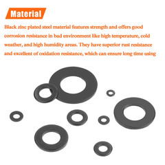900 Pieces Black Zinc, Flat Washers Assorted Kit, Flat Washers, Metric Washers,