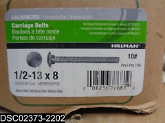 QTY=20 Pounds (2 Boxes x 10 Pounds) Hillman 1/2-13×8 Galvanized Carraige Bolts