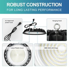 200W UFO LED High Bay Light – 10 Pack, Ideal for Factories/Gyms/Barns/Warehouses
