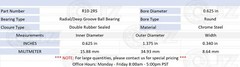 [50-Pack] R10-2RS Radial/Deep Groove Ball Bearing 0.625in x 1.375in x 0.340in