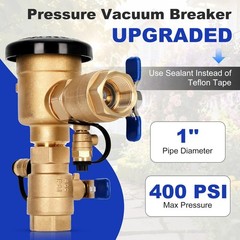 1″ 720A Pressure Vacuum Breaker Assembly, Brass Backflow Preventer Valve, 400PSI