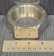 2″ FPT Polished Aluminum Pipe Retaining Nut w Collar, Drilled for Lock Wire