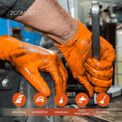 GLOVEWORKS HD Orange Nitrile Disposable Gloves 8 Mil Raised Diamond Texture