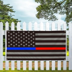 Vinyl Banner Multiple Sizes American Usa Flag Blue Red Police Firefighter