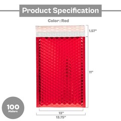 13.75×11 Glamour Metallic Poly Bubble Mailers Red Padded Envelope Bags 100 Pcs