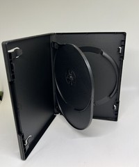 5 PCS NEW HIGH QUALITY 14MM DOUBLE (2) DVD CASES WITH FLIP TRAY, BLACK, PSD43