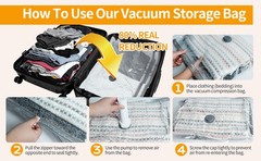 Vacuum Storage Bags for Travel, Vacuum Seal Bags for Clothing with Portable