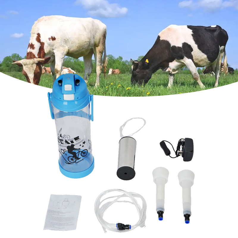 3L Vacuum Milking Machine Dual Head Portable Milker For Cow Sheep Goat With Pump