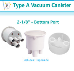 Dental 2-1/8″ Type A Vacuum Canister – Bottom Port Twist Lid Vacuum Evac Trap
