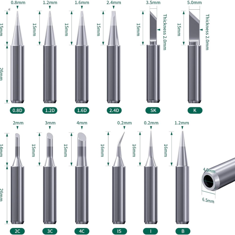 12-Piece 900M Soldering Iron Tips Set for Hakko & Yihua – Copper Quality