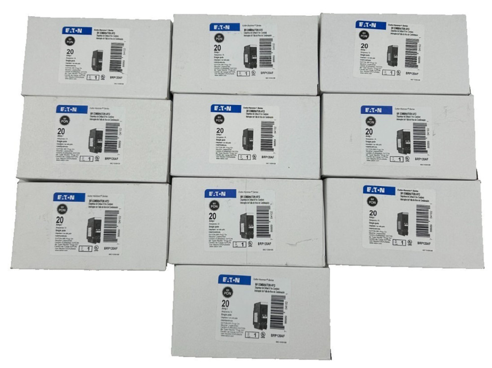 10 PCS Eaton BRP120AF 20A 120/240V Arc Fault Circuit Breaker NEW