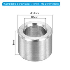 12Pcs M6 Stainless Steel Spacers Metal Spacer 6mm ID x 10mm OD x 8mm L
